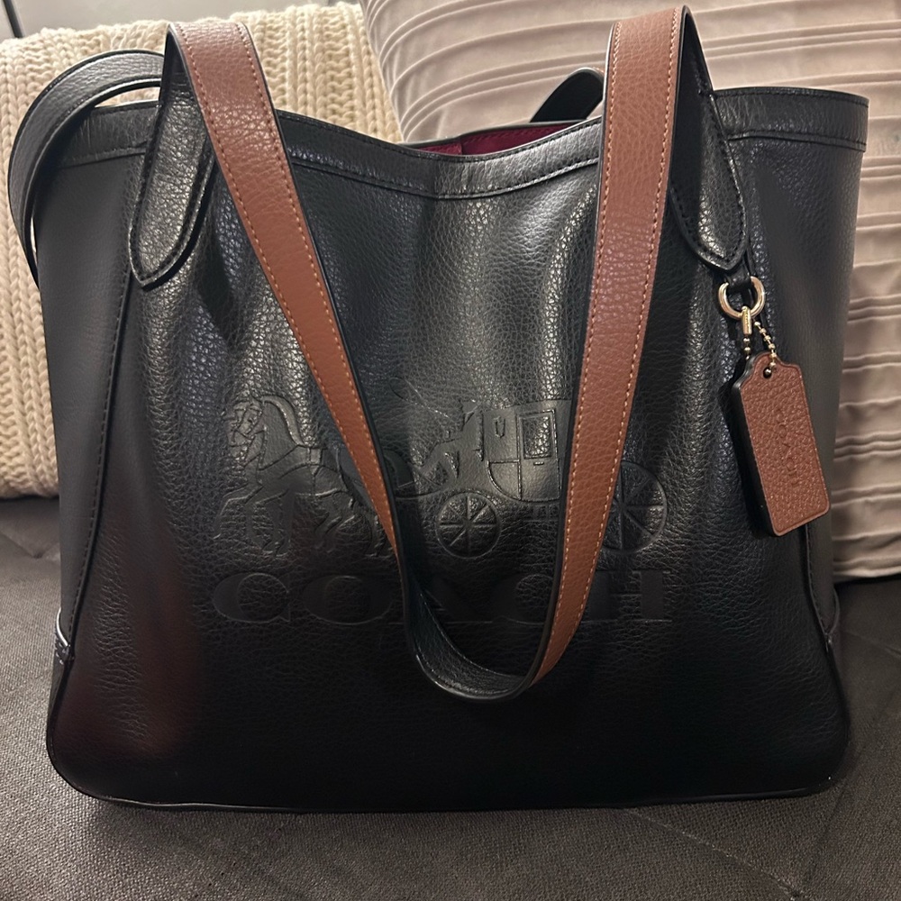 Coach Black and Brown Leather Tote